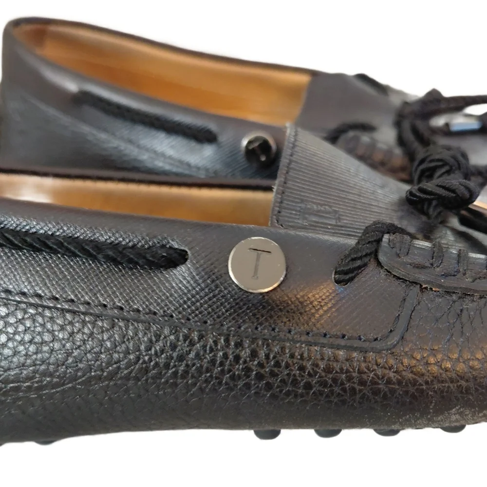 Tod’s Gommino Black Leather Tassled Loafers Women's Driving Moccasins Size 6.5